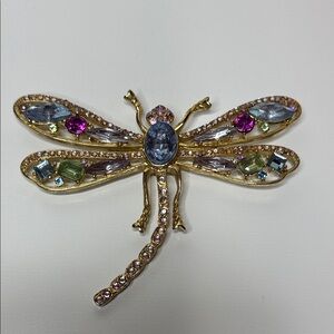 Gorgeous huge Colorful rhinestone Dragonfly Brooch pin outstanding piece